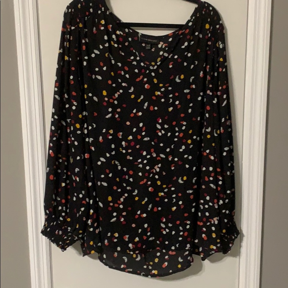 Long sleeve crepe shoulder top